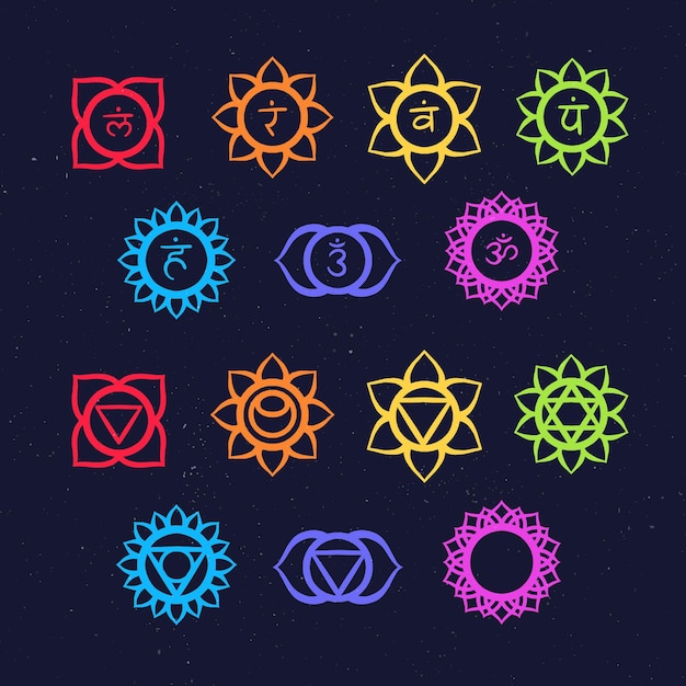 Colorful chakras illustrations collection