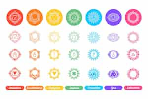 Free vector colorful chakras set concept