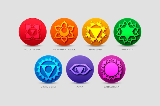 Vettore gratuito set di chakra colorati