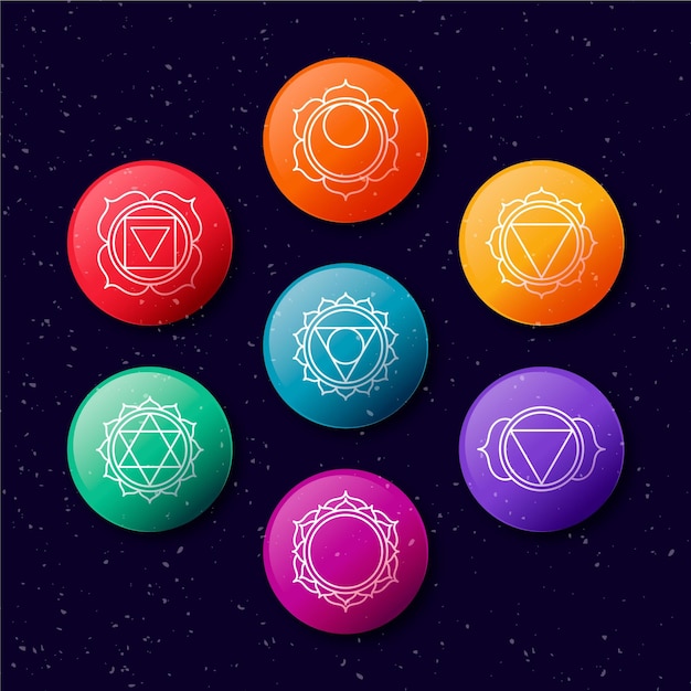 Free vector colorful chakras set