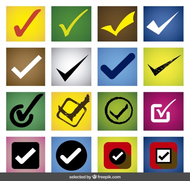 Free vector colorful check mark set