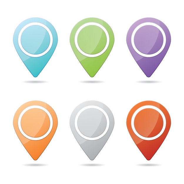 Colorful checkpoint icon website set consisting of six design elements illustration