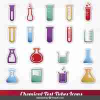 Free vector colorful chemical test tubes icons collection