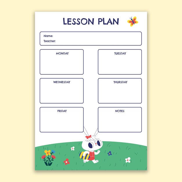 Colorful child-like preschool lesson plan