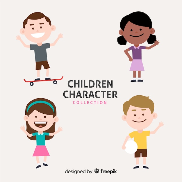 Free vector colorful children collection with flat design