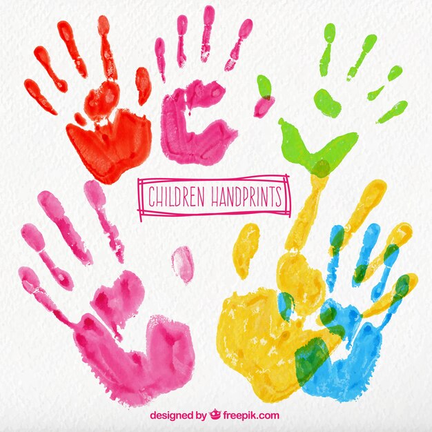 Colorful children handprints