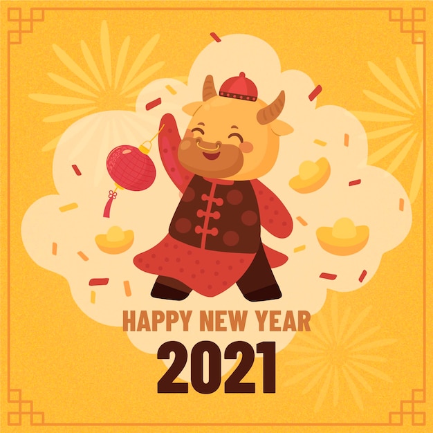 Free vector colorful chinese new year 2021