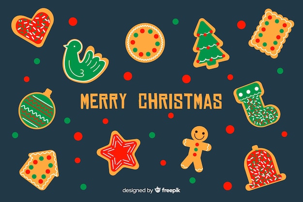 Colorful christmas background in flat design