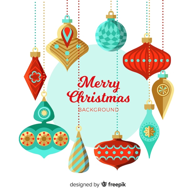 Colorful christmas background with flat design