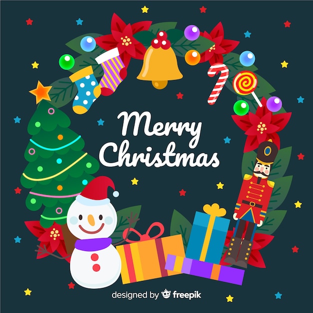 Colorful christmas background with flat design