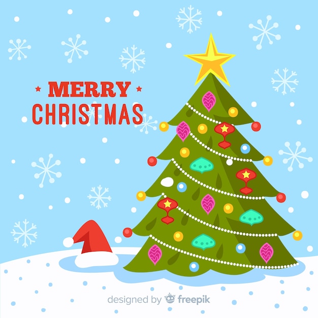 Colorful christmas background with flat design