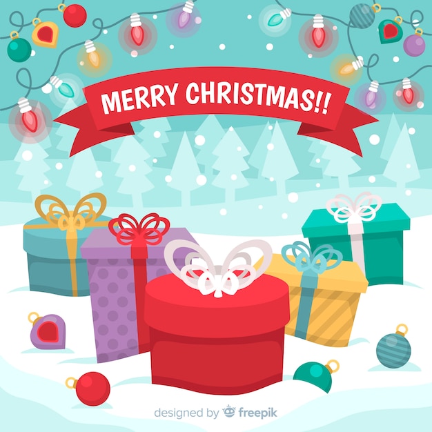 Free vector colorful christmas background with flat design