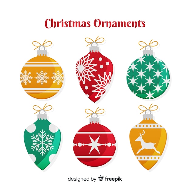 Free vector colorful christmas ball collection with flat design