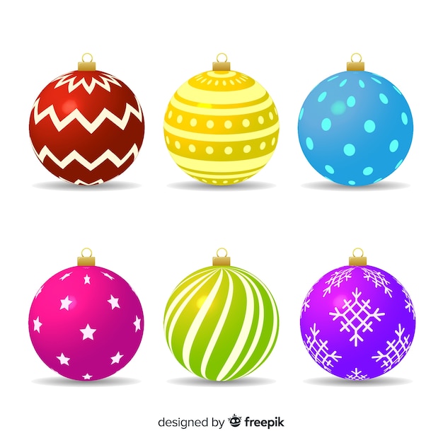 Free vector colorful christmas ball collection with flat design