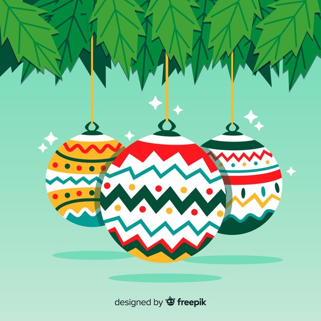 Free vector colorful christmas ball collection with flat design