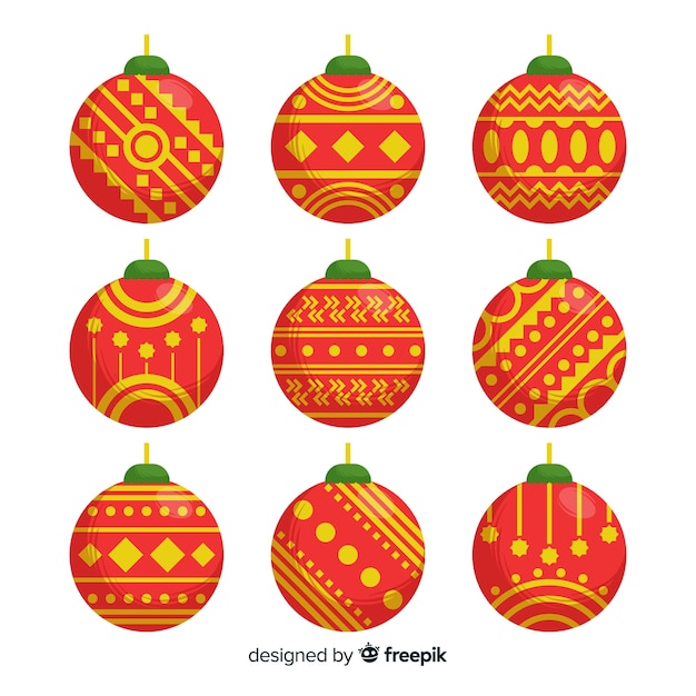 Free vector colorful christmas ball collection with flat design