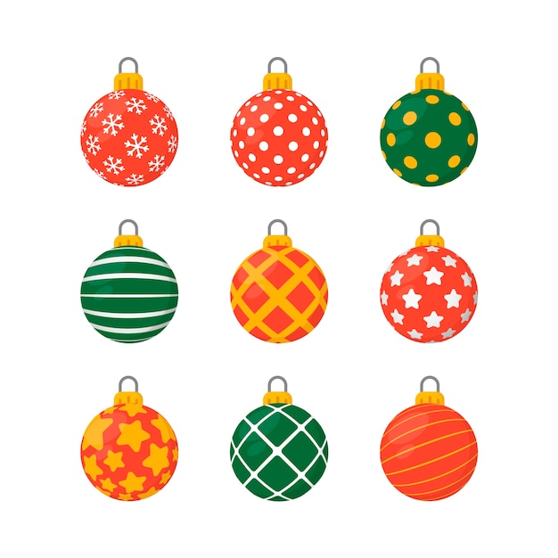 Colorful christmas balls in flat design