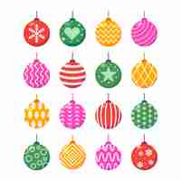 Free vector colorful christmas balls in flat design