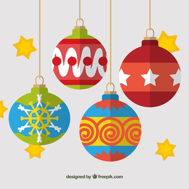 Colorful christmas balls with fantastic designs