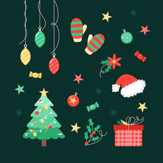 Free vector colorful christmas decoration in flat design