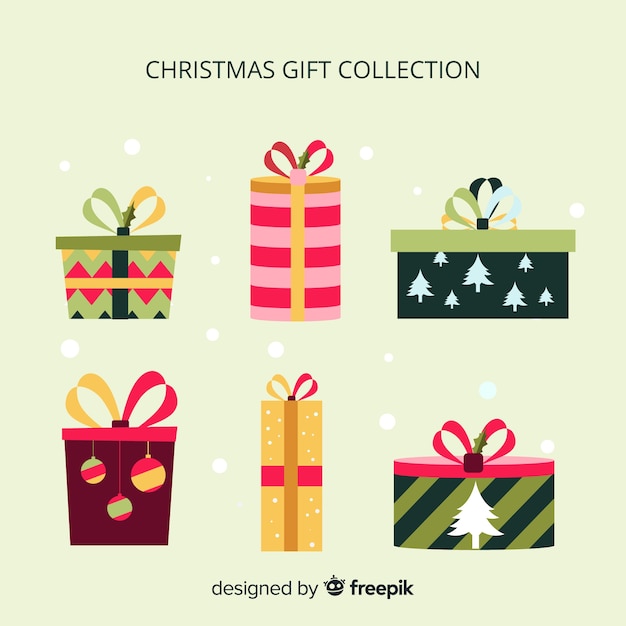 Colorful christmas gift boxes collection in flat design