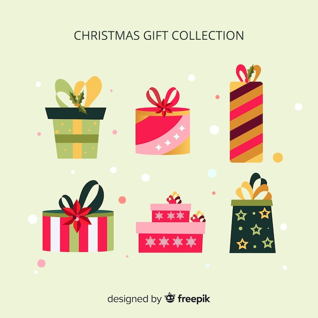 Коллекция красочных рождественских подарочных коробок в плоском дизайне