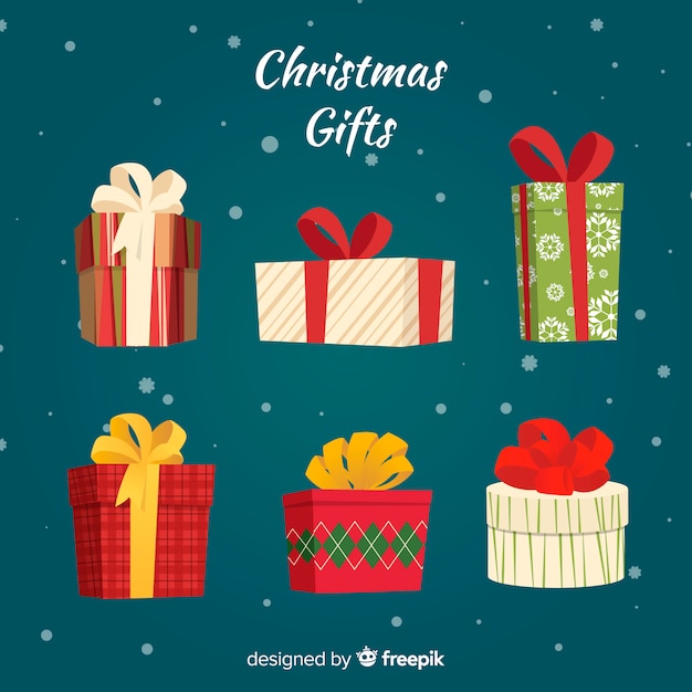 Free vector colorful christmas gift boxes collection