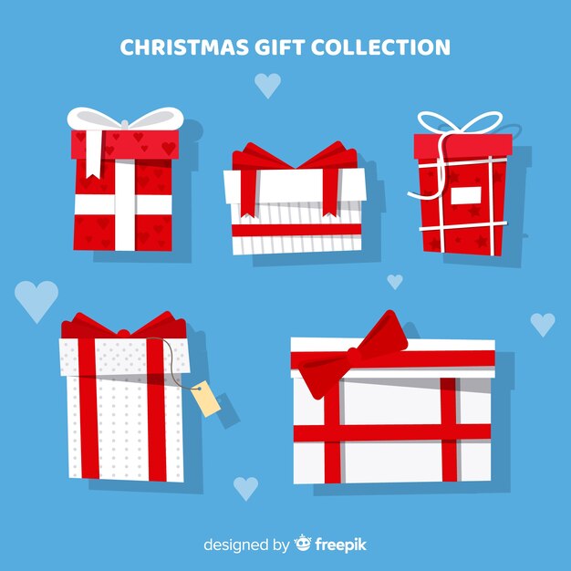 Colorful christmas gift collection with flat design