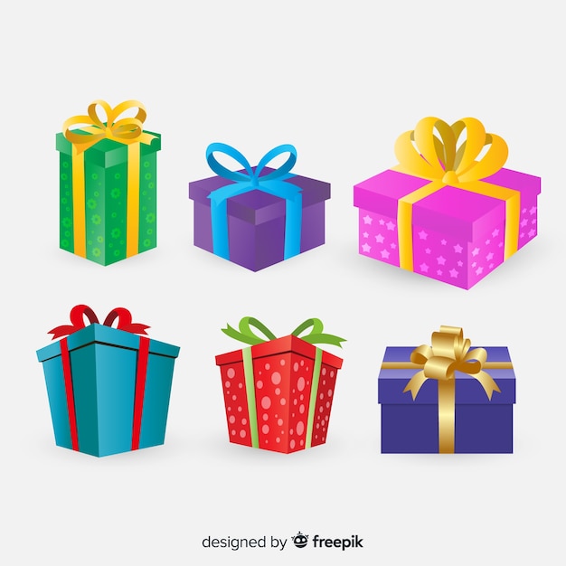 Colorful christmas gift collection with flat design