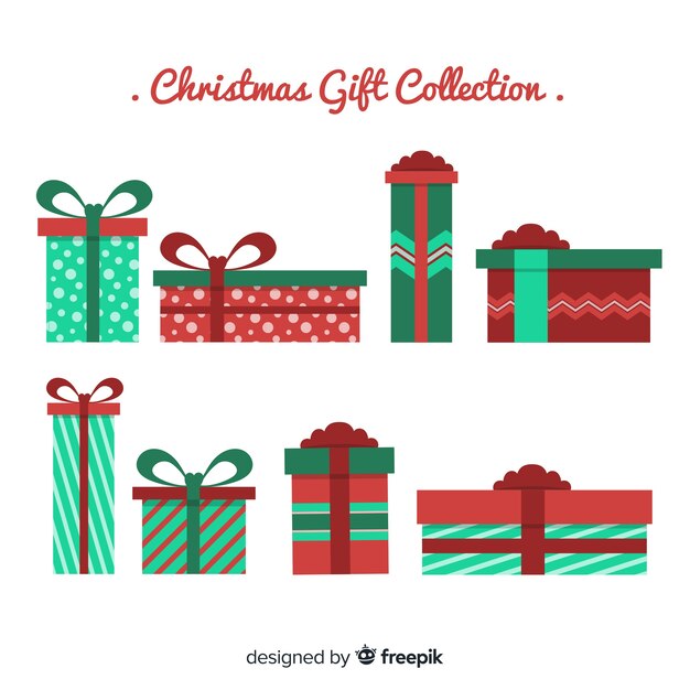 Colorful christmas gift collection with flat design