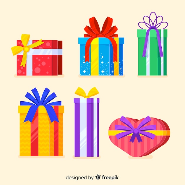 Colorful christmas gift collection with flat design