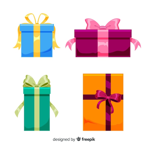 Colorful christmas gift collection with flat design