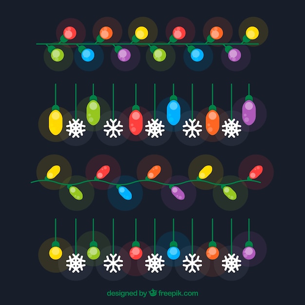 Free vector colorful christmas lights