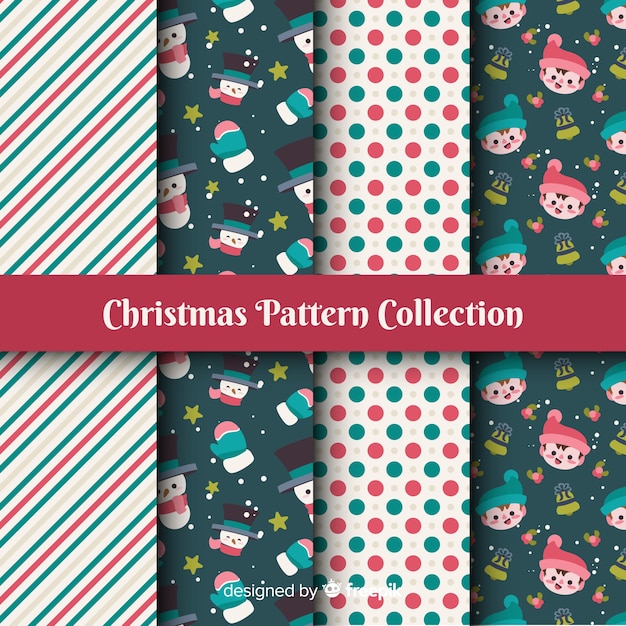 Colorful christmas pattern collection with flat design