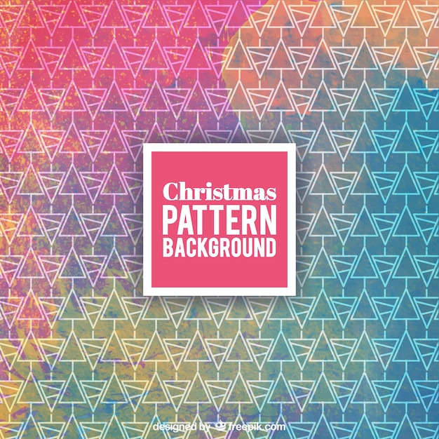 Colorful christmas pattern in watercolor style
