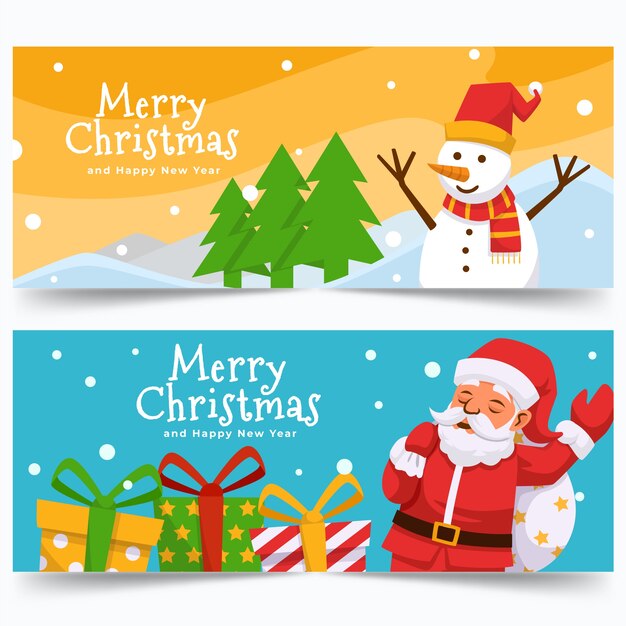Colorful christmas sale banners in flat design