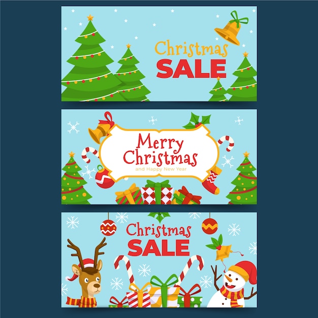 Colorful christmas sale in flat design