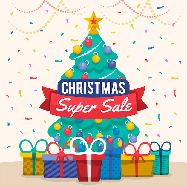 Colorful christmas sale in flat design