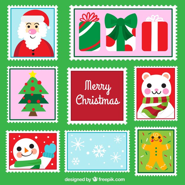 Набор красочных рождественских марок