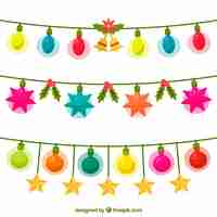 Free vector colorful christmas string lights