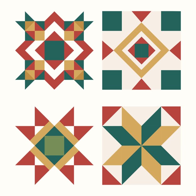 Colorful Christmas tiles geometrical design vector