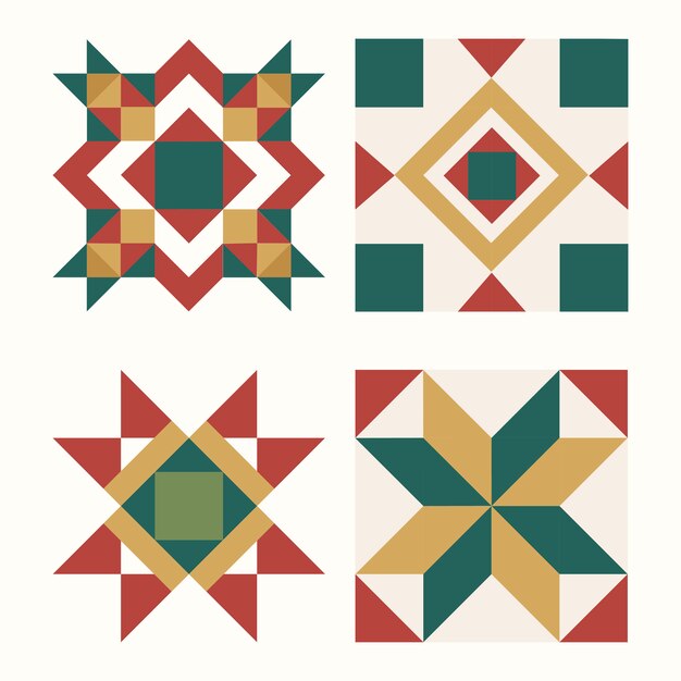 Красочные рождественские плитки геометрический дизайн вектор