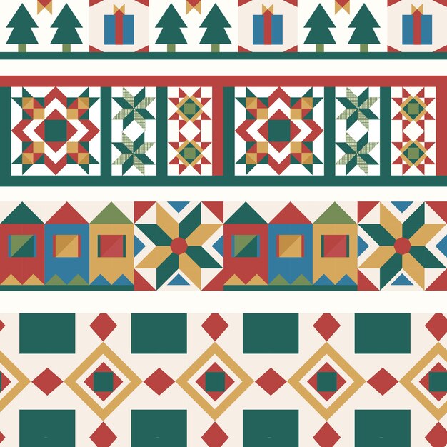 Красочные рождественские плитки геометрический бесшовный фон