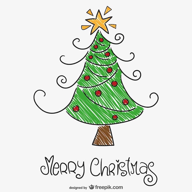 Free vector colorful christmas tree drawing