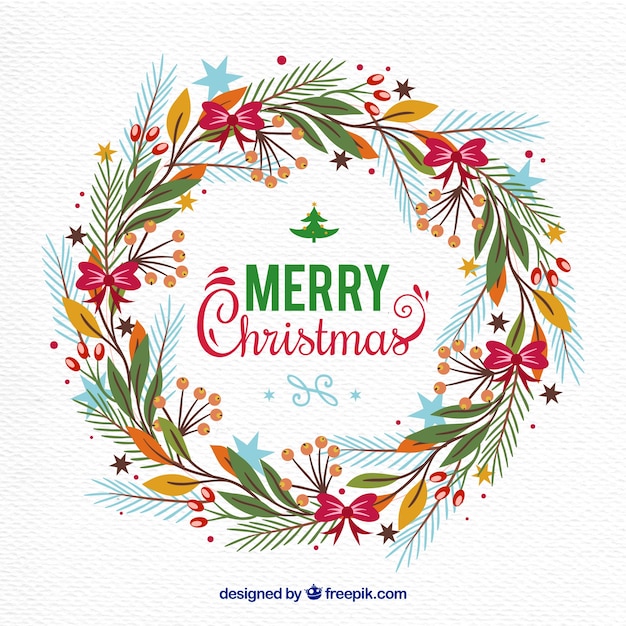 Free vector colorful christmas wreath background