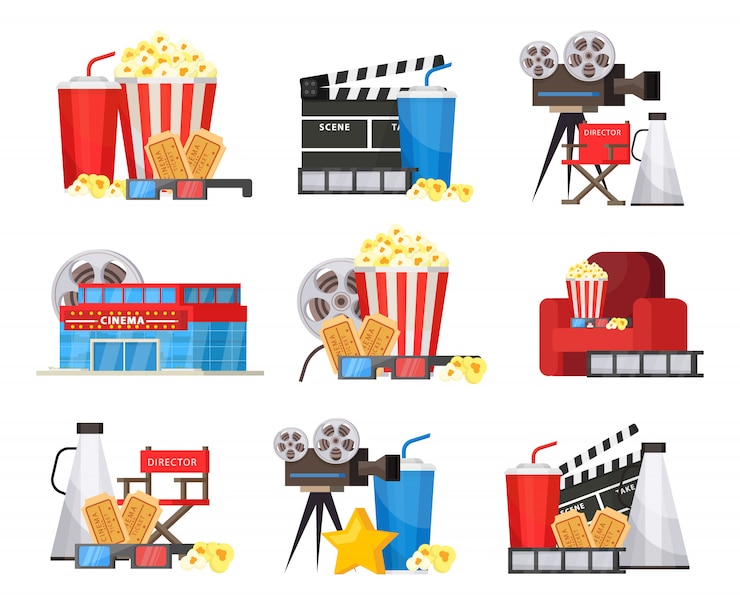 Free Vector colorful cinema elements set