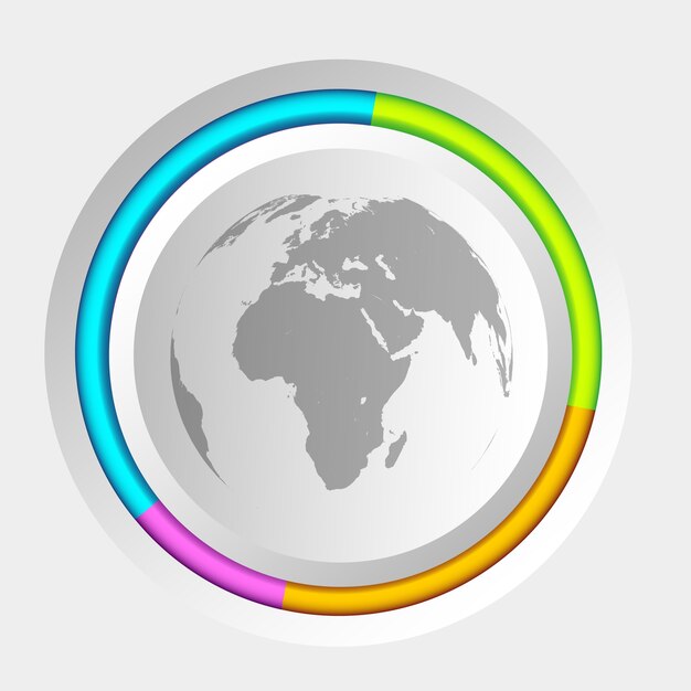 無料ベクター カラフルな円と世界地図