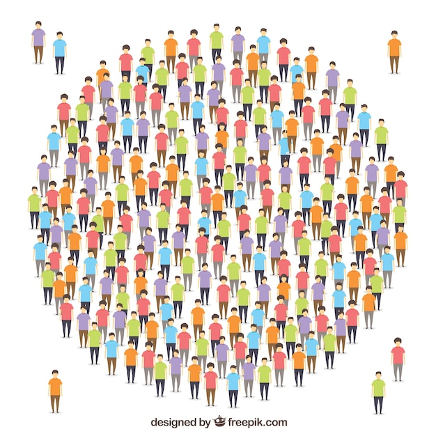 Colorful circle formed with people