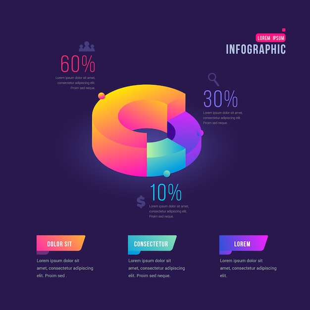 Vettore gratuito grafico circolare colorato con dettagli infografica