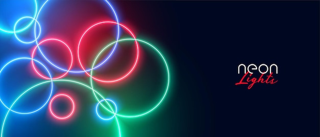 Colorful circular neon lights background